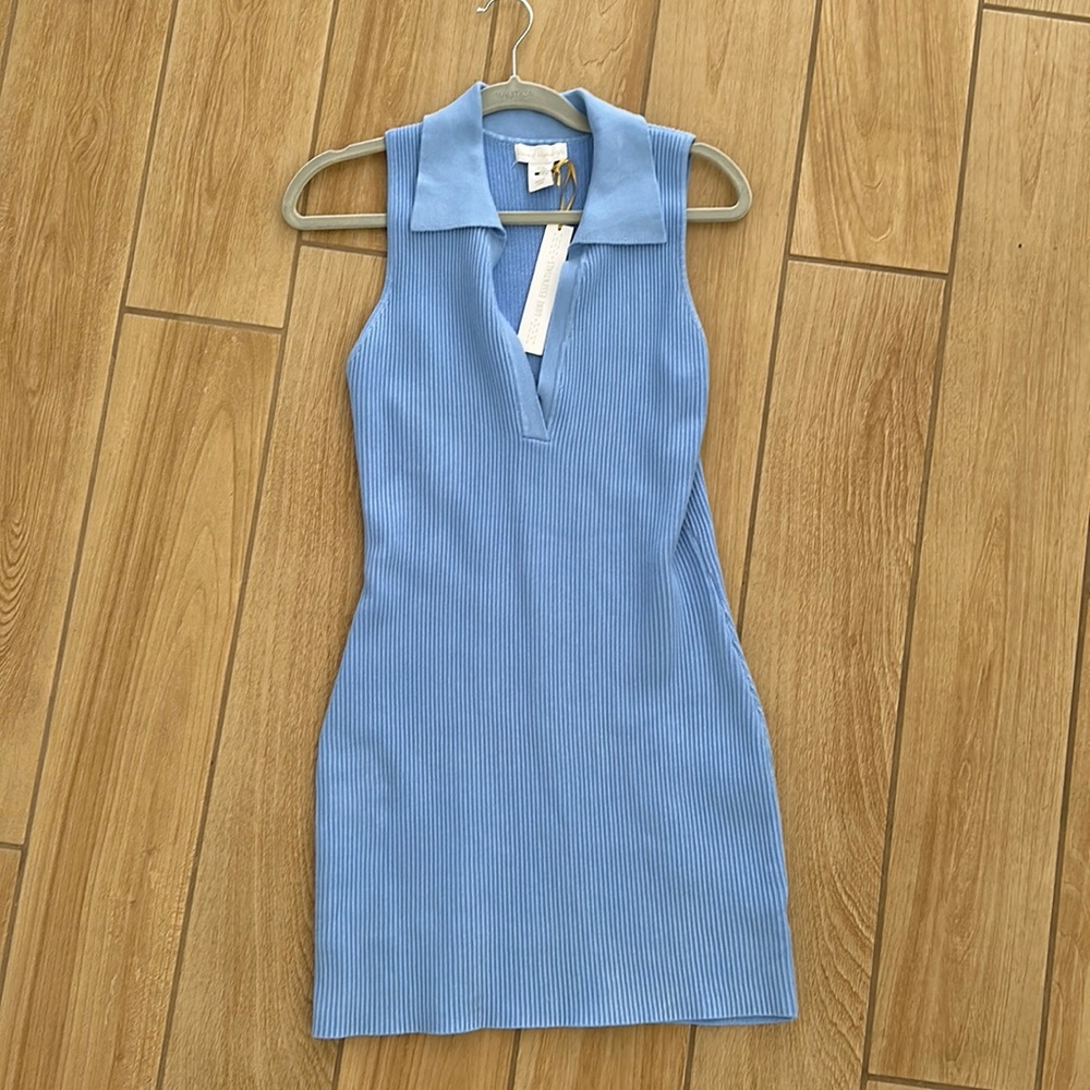 House of Harlow 1960 Ribbed Sculpt Knit Polo Dress